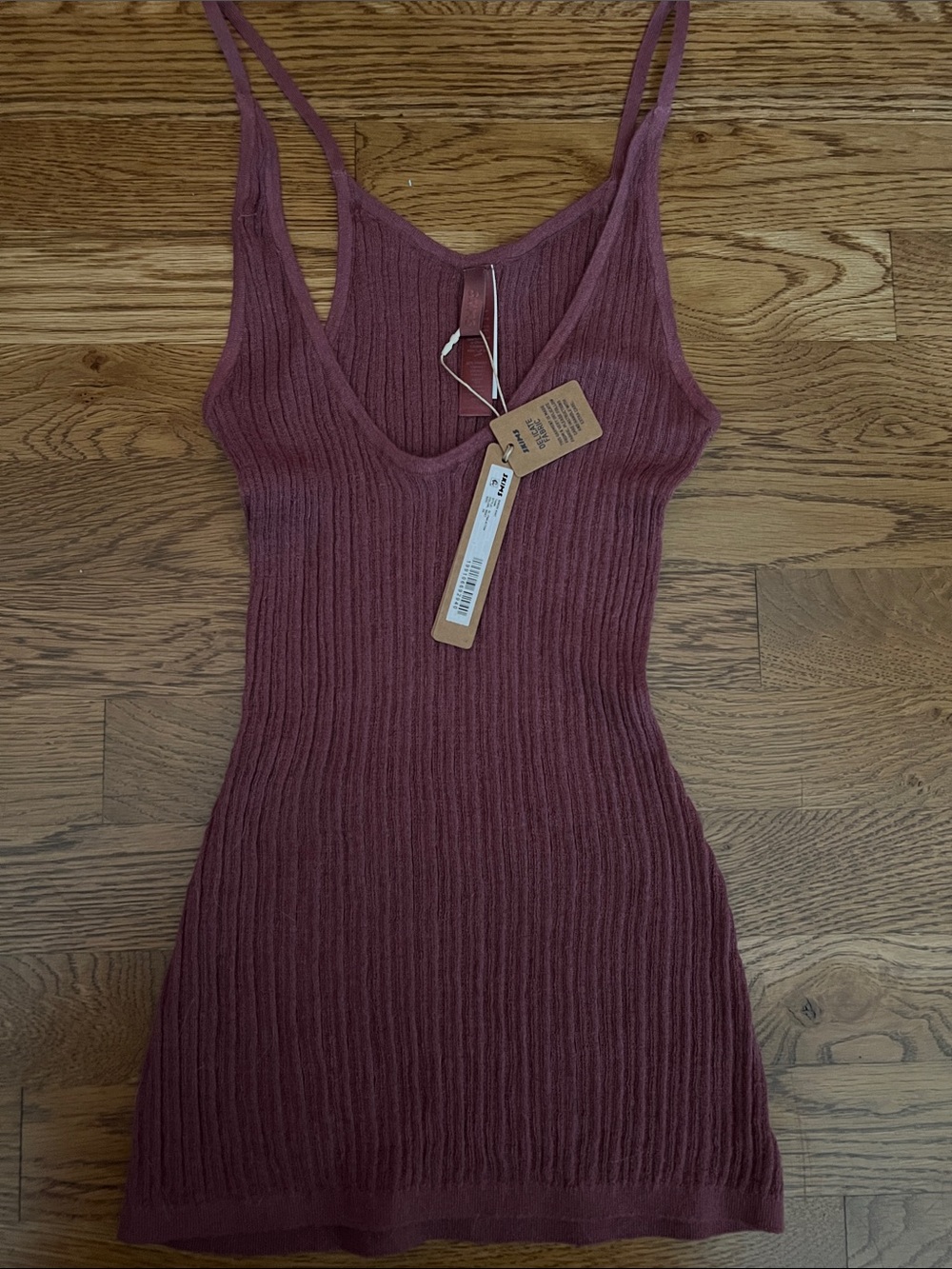 SKIMS Sheer Ribbed knit Tank in Beet